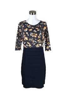Betty Barclay Smart Bodycon Dress Navy Brown Floral UK 14-16 - Picture 1 of 14