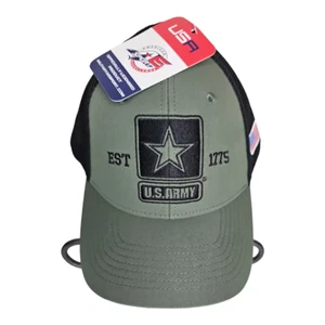 US Army Military Snapback Hat with American Flag Patch, One Size, Adjustable - Bild 1 von 6