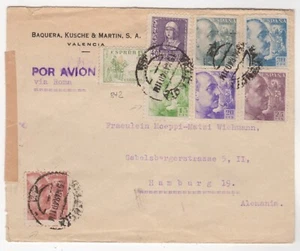 1940 Mar 15th. Commercial Censor Air Mail. Valencia to Hamburg, Germany. - Picture 1 of 2