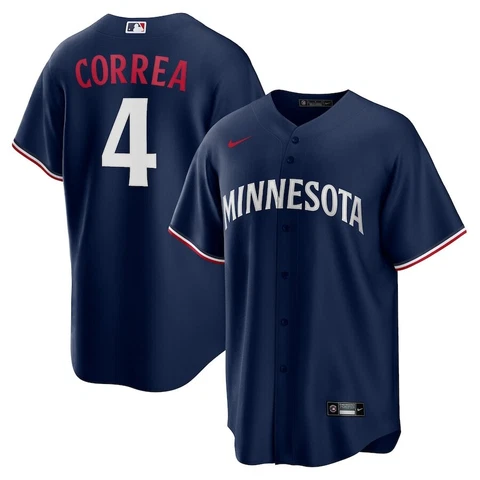 Minnesota Twins Carlos Correa #4 Nike Men's Navy 2023 Official MLB Player Jersey Cover