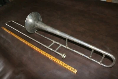 RARO Trombón Antiguo RUDOLPH WURLITZER Plata "El Lyrir" COMPLETO + Boquilla Foto 1 de 4