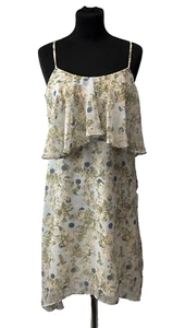BCBGeneral Vestito Donna Rosa Fiori Senza Spalline Azzurro Taglia M - Foto 1 di 11