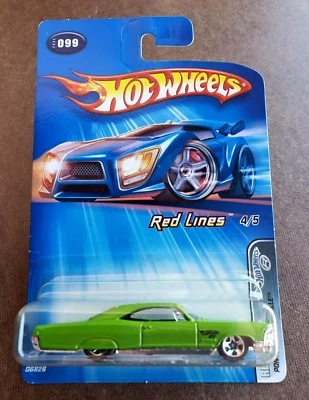 2005 Hot Wheels RED LINES '65 PONTIAC BONNEVILLE Verde Metálico Linha Vermelha 5 Raios - Imagem 1 de 4