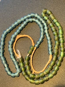 Vintage African Trade Beads Blue And Green Bohemian Boho Glass Beads 2 Strands - Picture 1 of 15