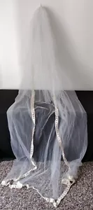 De colección peine bordado con aguja diadema velo de boda 3 niveles 9 pies de largo - Imagen 1 de 12