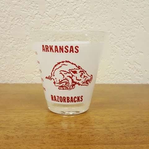 Vintage Arkansas Razorbacks Red & White Tumbler Glass 4" x 4" Cover