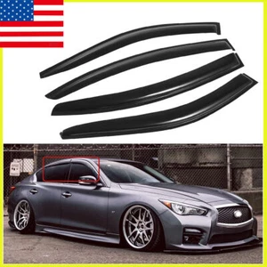 Juego de 4 piezas de viseras de ventana con cinta adhesiva protectores de lluvia deflector para Infiniti Q50 2014-2024 - Imagen 1 de 10