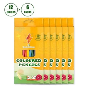 6 Pack12xColor Pencils Brutfuner Oil Base Drawing Kit Art Vibrant for Kids - Picture 1 of 12