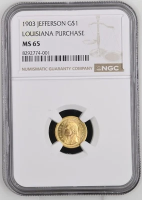 1903 Louisiana Purchase Exposition $1 GOLD NGC MS-65 JEFFERSON - Image 1 of 2