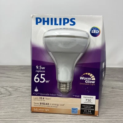 Philips Dimmable LED Light Bulb BR30 Indoor 9.5W 65W Equivalent Soft White NEW - Image 1 of 4