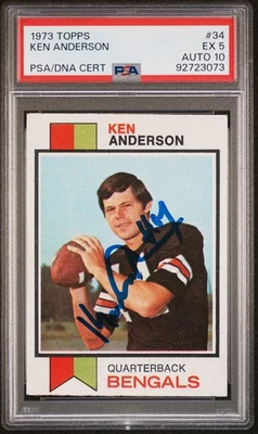 1973 Topps Football #34 Ken Anderson RC Signed Bengals Rookie PSA 5 DNA 10 AUTO - Image 1 of 2