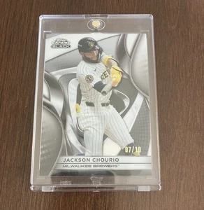 Jackson Chourio 2025 Topps Chrome Black SSP White Refractor Card #/10 - Picture 1 of 3
