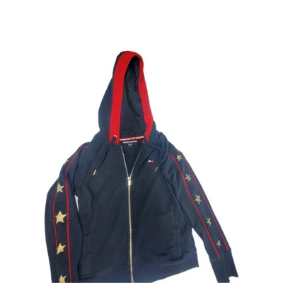 Tommy Hilfiger Sudadera Deportiva Para Mujer con Cremallera Sudadera con Capucha Talla S~Estrellas Doradas y Cremallera Completa Foto 1 de 4