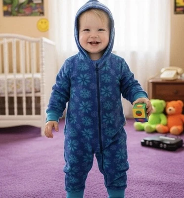 VTG 90s Gymboree Rainbow Tag Fleece Jumpsuit Snowflake Romper Coverall Small - Image 1 of 4