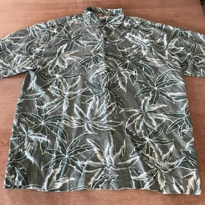 Camicia hawaiana Hilo Hattie 100% seta uomo 2XL verde floreale tasca con bottoni - Foto 1 di 13