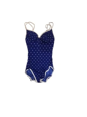 Vintage Anne Cole Collection Blue & White Polka Dot Swimsuit - Image 1 of 2