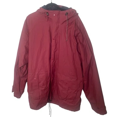 复古 Maine Guide 连帽雨衣男式 L 码红色拉链户外 — 第 1/4 张图片
