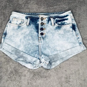Forever 21 LA Women's Cuffed Jean Shorts Size 25 Button Fly Acid Wash Stretch 3F - Picture 1 of 8