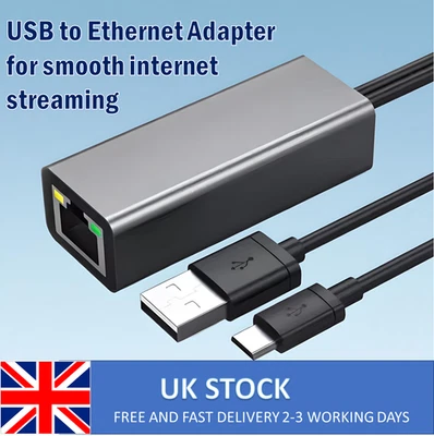 For Amazon Fire Stick & Chromecast USB OTG to Ethernet LAN Adapter 1M Cable - Image 1 of 4