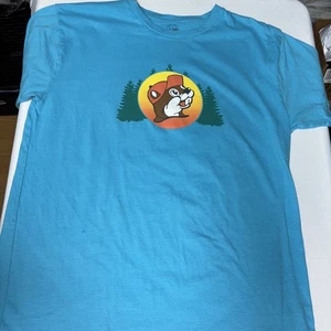 Buc-ees Adult T-Shirt Blue Size Medium Camping Camper Woods - Picture 1 of 7