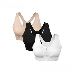 Women's Front Zip Sports Bra, Post-Surgery Bra Active Sports Bras - Picture 1 of 12