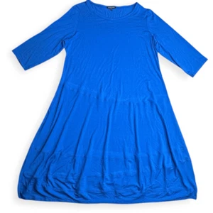EILEEN FISHER donna MAI INDOSSATA blu manica 3/4 Nettuno cambio cucitura asimmetrica - Foto 1 di 5