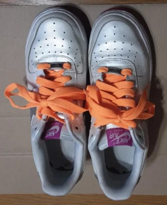 NIKE AIR FORCE 1 MÉTALLISÉ ARGENT ARC-EN-CIEL GAY PRIDE CUIR BASKETS UK 5,5 / 38,5 - Photo 1/4