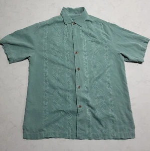 Tommy Bahama Relax 100% Silk Mint Green Hibiscus Floral Hawaiian Tropical M NWOT - Picture 1 of 19