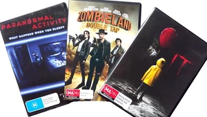 Horror DVDs Zombieland, It, Paranormal Activity lot 3x Bundle Region 4 - Picture 1 of 9
