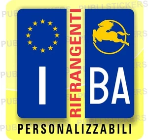 ADESIVI BLU RIFRANGENTI PER TARGA AUTO EUROPEA CON SIMBOLO IVECO E PROVINCIA  - Picture 1 of 2