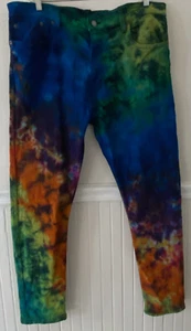 Recycled Tie Dye Levi's 512 Slim Taper Jeans 38 x 32 Cotton/Elastane Zipper Fly - Picture 1 of 4