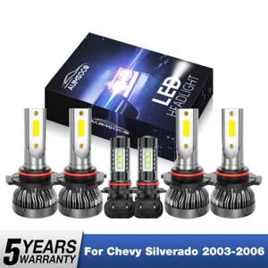 For Chevy Silverado 1500 2500 2003-2006 6x LED Headlights Hi-Lo Fog Lights Bulbs - Picture 1 of 16