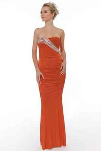Goddiva Orange Diamante Glamourous Evening Party Maxi Dress Size UK 12 - Picture 1 of 3