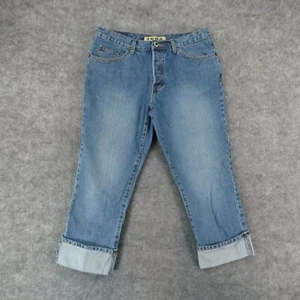 Zena Jeans Womens 12 Capri Mid Rise Blue Denim Light Wash Fade Cuffed - Picture 1 of 15