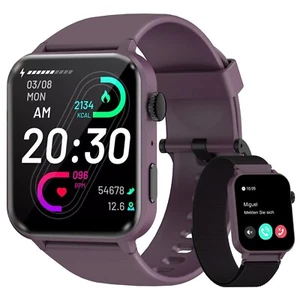 Smart Watches Damen Herren (Anrufe tätigen und annehmen) 1,85" HD Bildschirm Fitness Tracker - Bild 1 von 9