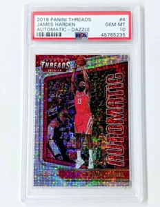 2018-19 Panini Threads Automatic Dazzle #4 James Harden PSA GEM MINT 10 Rockets - Picture 1 of 2