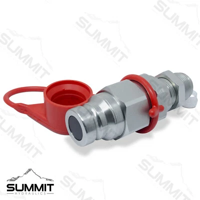 Flat Face Hydraulic Quick Connect Male Coupler, 1″ Body x #16 JIC Bulkhead Mount - Image 1 of 2