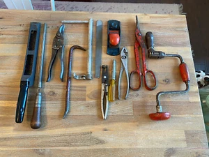 Lot Of Vintage Woodworking Hand Tools Antique Drill Trimmers File Stanley - Picture 1 of 14