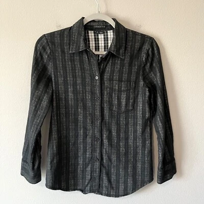 Theory 女式羊毛混纺黑色/白色格子纽扣前 Catris 上衣 S 码 — 第 1/4 张图片