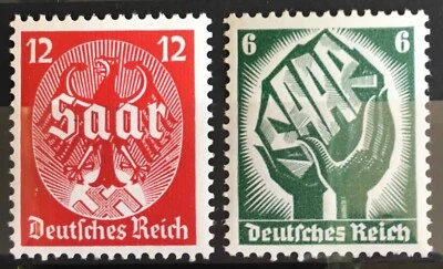 Germany 3rd Reich 1934 Mi 544 - 45 Sc 444 - 45 WWII Saar Land Vote  MNH - Image 1 of 4