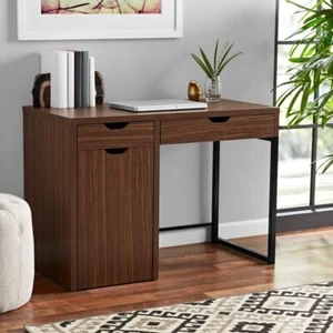 Perkins Style Desk With Storage For File Cabinet with 2 Drawers Cocoa Color New - Picture 1 of 6
