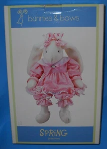 Bunnies & Bows Plush Bunny Rabbit Pink White Seersucker Dress 21" JC Penney NEW - Picture 1 of 4