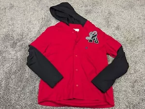 Hollister Shirt Mens Large Red Hooded Baseball Jersey LA Los Angeles NWOT - Picture 1 of 6
