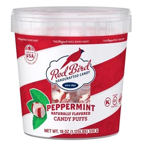 Red Bird Soft Peppermint Puffs, cubo de 18 oz de caramelo envuelto individualmente, no - Imagen 1 de 6