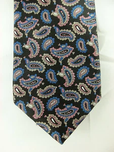 Vintage Etienne Aigner Mens Tie Paisley Multicolor Black Blue Pink - Picture 1 of 3