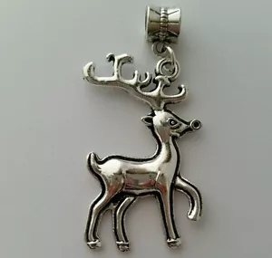 Deer Reindeer Christmas Hunter Animal Buck Dangle Bead f/European Charm Bracelet - Picture 1 of 3