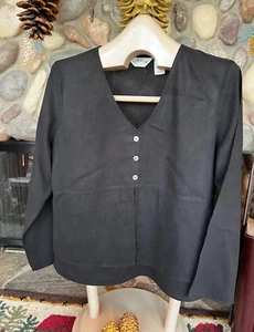 Orvis 55 % Hanf 45 % Tencel Lyocell schwarz 3/4 Ärmel Shirt Größe LG V-Ausschnitt gebraucht, in einwandfreiem Zustand - Bild 1 von 19