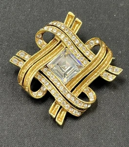 Oscar de la Renta Signed 2" Brooch-Designer Rhinestone Brooch - Picture 1 of 4