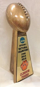 10" CLEMSON UNIVERSITY TIGERS NCAA NATIONAL CHAMPION FOOTBALL TROPHY - Picture 1 of 4