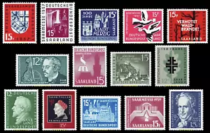 EBS Germany 1957-1959 Saarland ALL SINGLE COMMEMORATIVES Michel 379/448 - MNH** - Picture 1 of 15